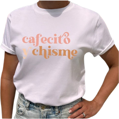 Lovely Text Cafecito & Chisme T-shirt - White