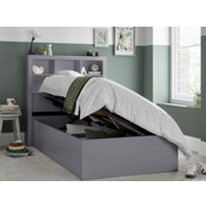 Grey single bed with storage Bedmaster Oscar Grey Wooden Bookcase Ottoman Storage Frame Bed