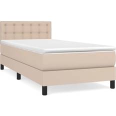 Sängar & Madrasser vidaXL Ramsäng Med Bäddmadrass Cappuccino 90x190 cm Konstläder Kontinentalsäng