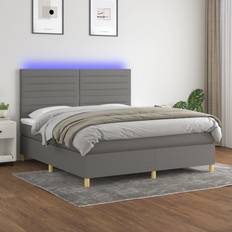 vidaXL Mit Matratze & Led Stoff Dunkelgrau 180 x 200 cm Boxspringbett