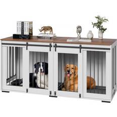 VEVOR Dog Crate Furniture 72 in Indoor Wooden Dog Kennel with Tray Heavy Duty
