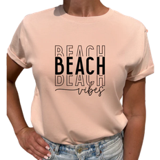 Lovely Text Beach Vibes T-shirt - Misty Pink