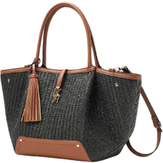 Raffia Large Tote Bag - Black