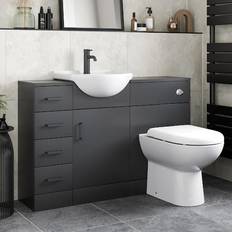 Black Vanity Units for Single Basins Alpine Black Toilet & Basin Vanity Unit 1165mm