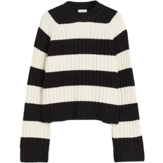 H&M Rib Knit Jumper - Black/Cream Striped