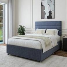 Blue Frame Beds Dunelm Bedmaster Woven Fabric Universal Divan Base - Luxe Navy Frame Bed