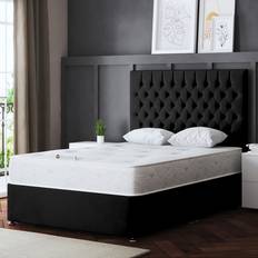DS Living Small Double Black Upholstered Panel Divan Frame Bed