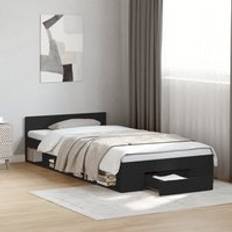 Beds & Mattresses Berkfield Home Bed Frame with Drawer without Mattress 100x200 cm Black