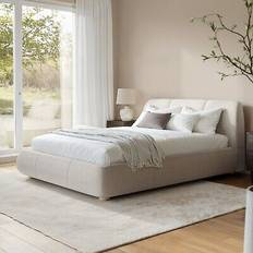Beds & Mattresses Beige Boucle King Size Side-Lift Ottoman with Cushioned Headboard - Ciara Frame Bed