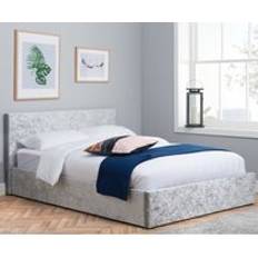 Happy Beds Ottoman Storage Light Grey Crushed Velvet Frame Bed