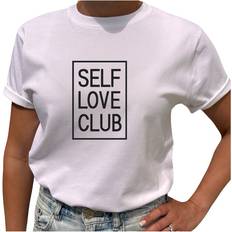 Lovely Text Self Love Club in Frame T-shirt - White