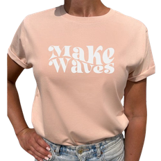 Lovely Text Make Waves T-shirt - Misty Pink