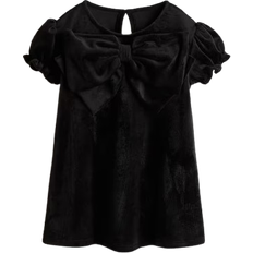 H&M Rusettikoristeinen Veluurimekko - Musta