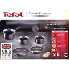 Tefal Induction Hob Titanium Excellence Non-Stick 5 Pcs Saucepan Frying Pan Cookware Set