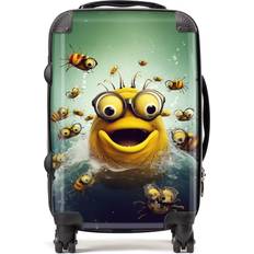 Brown Luggage Warren Reed Warren Reed Designer Cabin Happy Worm And Bees Splashart Suitcase