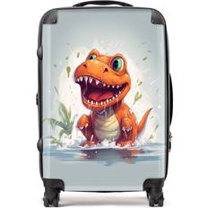 Brown Suitcases Warren Reed Warren Reed Designer Medium Dino Having A Splash Suitcase