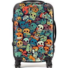 Brown Luggage Warren Reed Warren Reed Designer Smiling Skulls Pattern Suitcase One Size