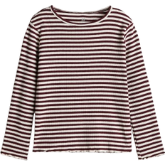 H&M Kid's Long Sleeved Jersey Top - Dark Red/Striped (1212699007)