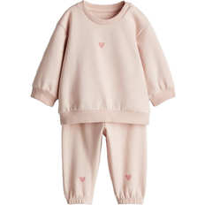 H&M Baby Sweatshirt Set 2-piece - Dusty Light Pink/Hearts (1262197003)