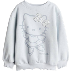 H&M Girl's Motif Detail Sweatshirt - Light Blue/Hello Kitty