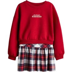 H&M Girl's Sweatshirt & Skirt Set 2pcs - Red/Checked