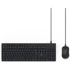 Corded Keyboard and Mouse Set German QWERTZ Black