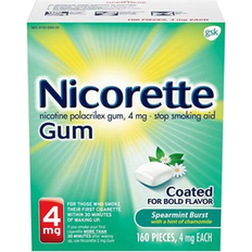 Nicotine Gum Spearmint Burst 4mg 160ct Stop Quit Smoking Craving Aid