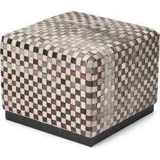 Møbler Koskindspuf Premium Kalvelæder Cross Check Design 46 x 46 cm 60 x 60 cm Siddepuf