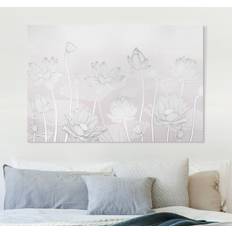 Plata Artes enmarcados Leinwandbild Lotus Illustration Silber und Violett Bild