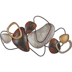 Metal Wall Decor Beliani Modern Decorative Hanging Art Abstract Accent Piece Brown Cobalt Wall Decor