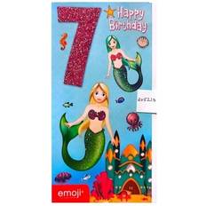 Party Supplies Emoji Mermaid 7th Birthday Greetings Card One Size