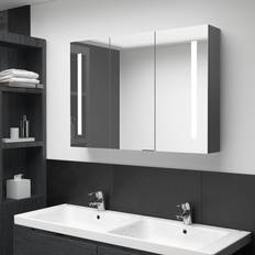 Gris Muebles de Baño vidaXL Mueble De Baño Con Espejo LED 89 x 14 x 62 cm