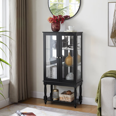 Charlton Home Lighted Display with Tempered Doors 48 H x 11.8 W x 23.85 D Glass Cabinet