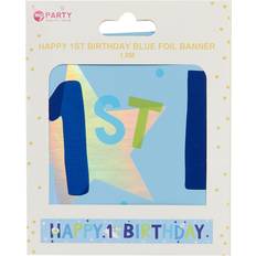 Blue Party Decorations Happy 1st Birthday Blue Foil Banner