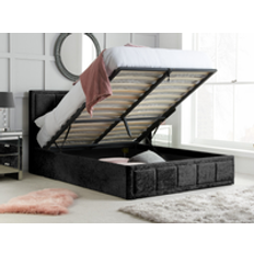 Birlea Hannover Fabric Ottoman King Size Black Crushed Velvet Frame Bed