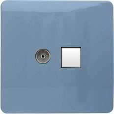Trendi Switch Modern Glossy Tactile TV Co-axial Socket RJ45 Cat 5e 6 PC Ethernet Socket Sky Blue
