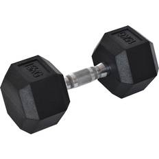 15kg rubber dumbbells Homcom Black Hexagonal Rubber Dumbbell 15kg