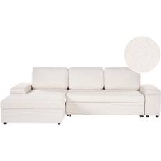 Beliani Höger Boucle Hörn Bäddsoffa Polyester Kudde Rygg Vit Hrisey Soffa