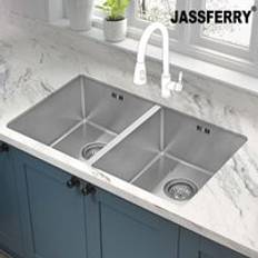 Silver Full-Size Sinks Kitchen Sink Undermount 1.2mm Thickness Stainless Steel Double 2 Bowl