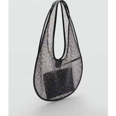 Semi-Sheer Leopard-Print Handbag - Black