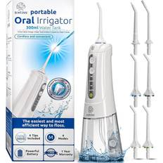 B.Weiss Water Flosser Cordless Pick for Teeth, 4 Modes, Gentle on Gums, Removes Plaque & Food Particles, High-Power, Rechargeable & Waterproof Oral Irrigator 6 Tips Included, Porcelain White
