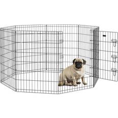 Pets Pawhut 8 Panel Dog Pen with Door - Black