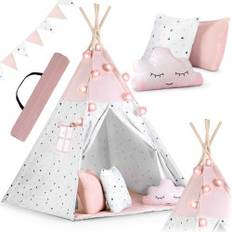 Nukido Børne Tipi-Telt Med Guirlande Og Lyssnor Pink