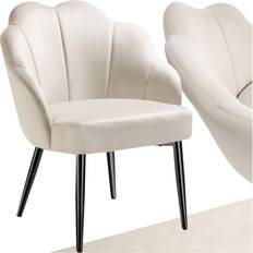 Sessel tectake Shell Design with Velvet-Look Cover Cream/Black Sessel 80.5cm