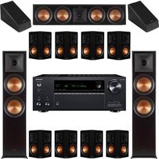 Klipsch External Speakers with Surround Amplifier Klipsch 11.0.2 Ebony Home Theater System with RP-8000F 1 RP-504C 8 RP-502S 2 RP-500SA 1 ONKYO TX-NR7100 Receiver