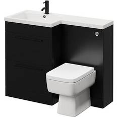Bathroom Furniture Napoli Combination Matt Black 1100mm Vanity Unit Toilet Suite