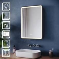 Black bathroom cabinet mirror Elegant Bathroom Led Mirror Cabinet 450 x 600 mm Black