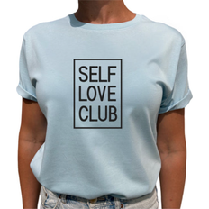 Lovely Text Self Love Club in Frame T-shirt - Light Blue