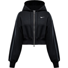 Nike Sportswear Phoenix Fleece Women's Loose Cropped Full Zip Hoodie - Black/Sail