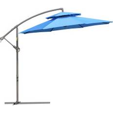 Northio Parasol Cantilever Paraply Ø2,67 x 2,7 m Vevparaply Med Dubbeltak Korsfot Stål Utomhus Solskydd Polyester Stål Blå